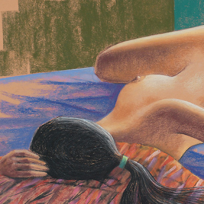 figurative pastel painting detail.