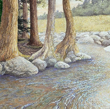 realist watercolor painting detail.