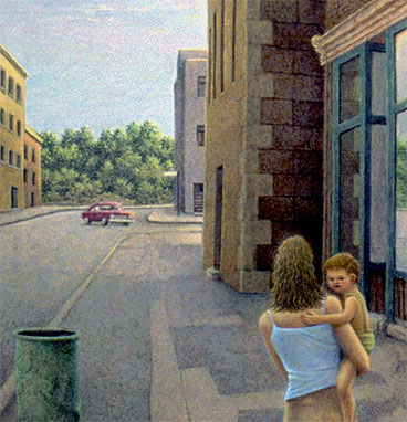 realist acrylic painting detail.