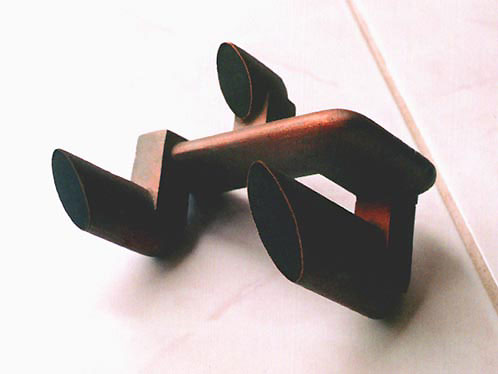 abstract wood and acrylic sculpture.