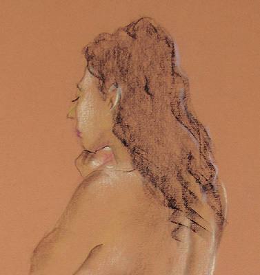 figurative pastel painting detail.